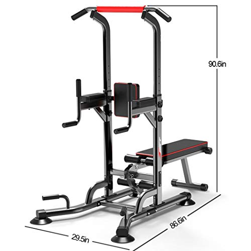 DOYCE Adjustable Power Tower,Dip Station Pull Up Bar Power Tower Strength Training Workout Equipment with Dumbbell Bench for Gym Home Fitness,Shipping from US