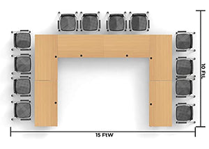 Team Tables 12 Person Beech Folding Training Tables Set with Chairs & Modesty Panels