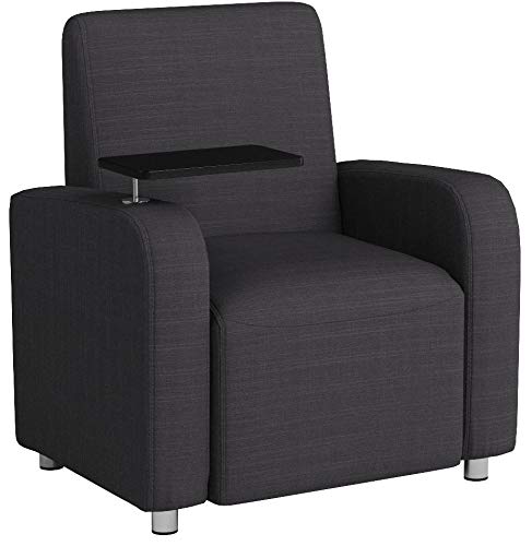 Flash Furniture Gray Fabric Guest Chair with Tablet Arm and Chrome Legs