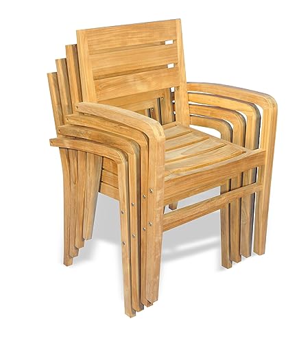 GOLDENTEAK Teak Stacking Chair Set of 4 - Chilmark Collection