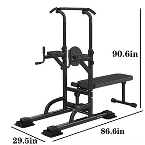 KINGC Heavy Power Tower Dip Stands Adjusting Pull Up/Push IP Bench Fitness Rack Home Gyms Strength Training Equipment Workout Machine 330 Lbs Load (A)