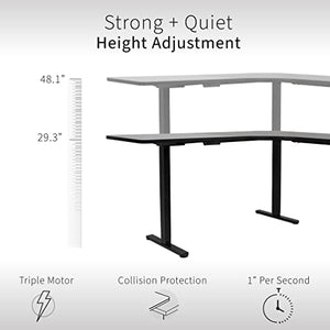 VIVO Electric Height Adjustable L-Shaped Corner Stand Up Desk, Dark Walnut Table Top - E3C Series