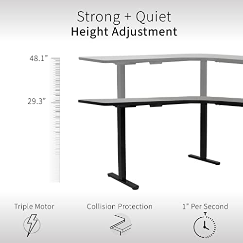VIVO Electric Height Adjustable L-Shaped Corner Stand Up Desk, Dark Walnut Table Top - E3C Series
