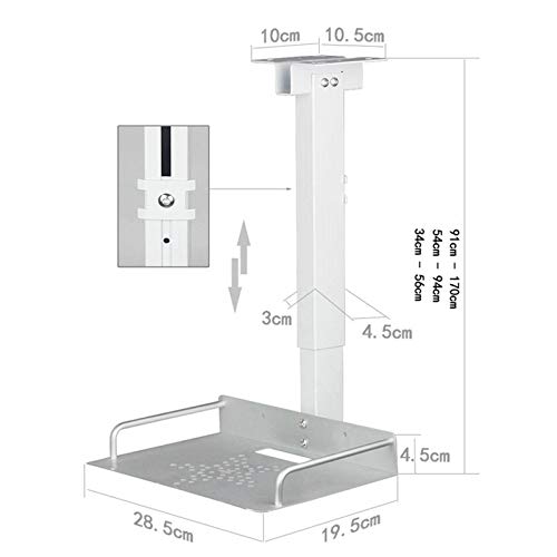 TOMYEUS Projector Stand Mounting Bracket Kit, Universal Ceiling/Wall Mount for Projectors/CCTV/DVR Cameras (Silver, Size: 91-170cm)