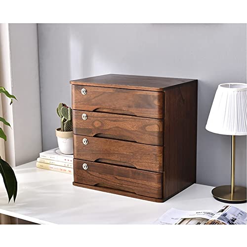 YUZDNM Desktop Storage Box with Drawers - Lockable Wooden File Cabinet, A4 Organizer (Color: A)