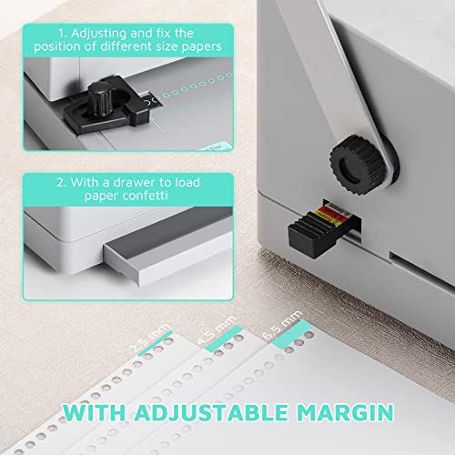 OFFNOVA Im·Pulse Spiral Coil Binding Machine, Manual Round Hole Punch Binder with Electric Coil Inserter, Adjustable Side Margin, Including 100 x 5/16" Coils