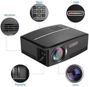 SMQHH Video Projectors, Office Presentation Products Electronics 800x480 Pixels 60W Power 120HZ for Family and Meeting Rooms (Color : Black, Size : 30x20x12cm)