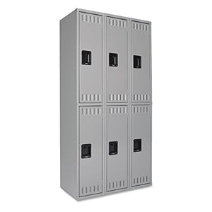 Tennsco Double Tier Locker, Triple Stack, 36w x 18d x 72h, Medium Gray