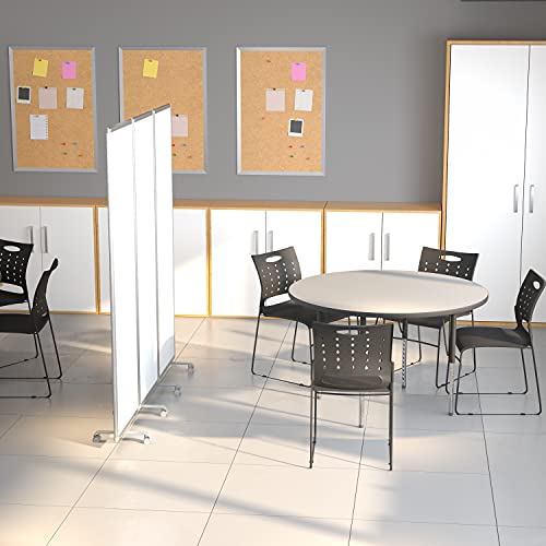 Flash Furniture Mobile Magnetic Whiteboard Partition with Lockable Casters, 72"H x 24"W (3 sections included)