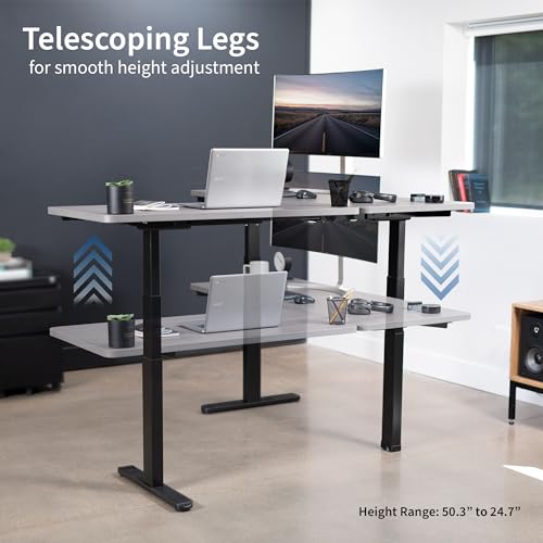 VIVO Electric Height Adjustable L-Shaped Corner Stand Up Desk - White Frame - 3E Series
