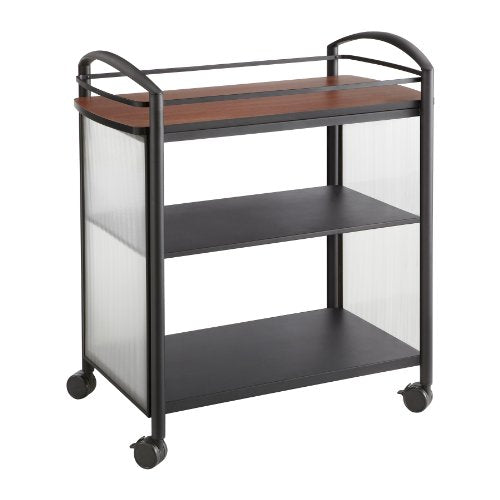 Safco Products 8967BL Impromptu Beverage Hospitality Cart, Cherry Top/Black Frame