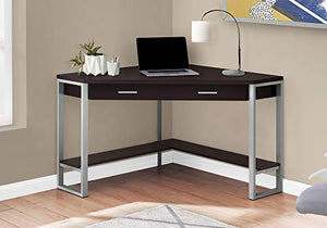 Monarch Specialties Corner Desk with Storage and Shelf Laptop PC Study Table-Workstation for Home Office, 42" L, Cappuccino