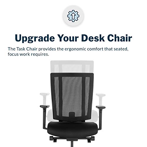 Vari Task Chair - Ergonomic Office Chair with Mesh, Armrests, and Rolling Casters - 300lb Capacity - Lumbar Support - Black
