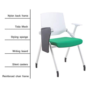 LiRuiPengBJ Mesh Back Folding Office Chairs with Casters 2-Pack, White Frame - Stacking & Nesting