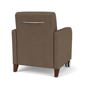 Lesro Siena 17.5" Polyurethane Lounge Reception Guest Chair in Brown/Walnut