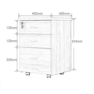 File Cabinets HLR Lock 3-Layer Drawer Wheeled Mobile Solid Wood Storage Cabinet (Size: #7)