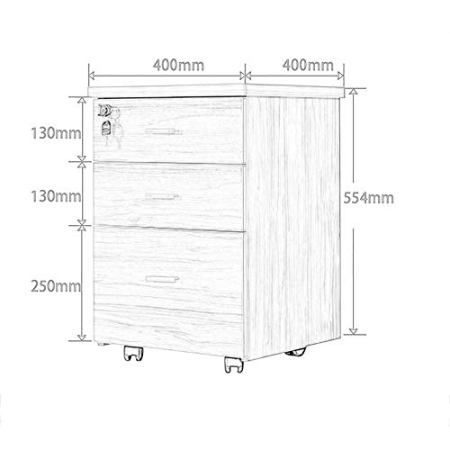 File Cabinets HLR Lock 3-Layer Drawer Wheeled Mobile Solid Wood Storage Cabinet (Size: #7)