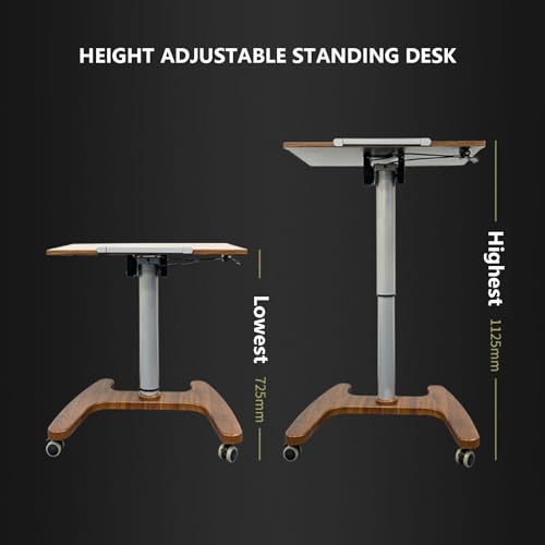 HGTRH Mobile Laptop Stand Desk Rolling Cart with Adjustable Height and Tilting Top