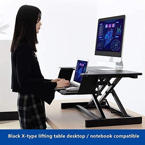 None Ergonomic Standing Desk Converter Stand up Desk Riser Sit Stand Desk Adjustable Height Lift Desks Computer Workstation for Home Office (Black)