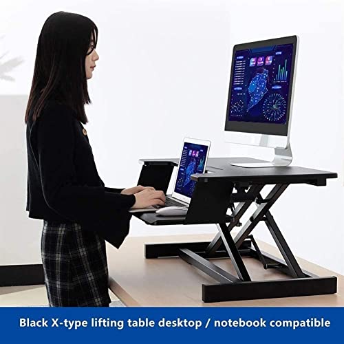 Ergonomic Standing Desk Converter Stand up Desk Riser Sit Stand Desk Adjustable Height Lift Desks Computer Workstation for Home Office (Black)