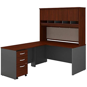 Bush Business Furniture Series C L Shaped Desk with Hutch, Mobile File Cabinet - 60W, Hansen Cherry