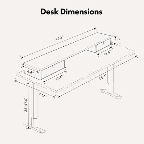 FLEXISPOT Electric Standing Desk with Drawer, Adjustable Height & Storage Shelf, Ergonomic Monitor Stand (White, 55 inch)