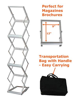 Tektrum Portable Foldable Metal Literature Rack Display Holder Stand - 6 Pockets