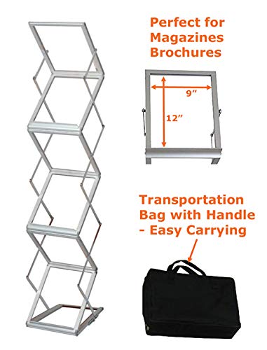 Tektrum Portable Foldable Metal Literature Rack Display Holder Stand - 6 Pockets