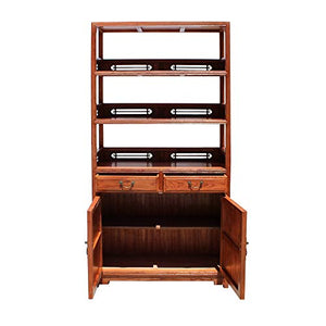 orientliving Chinese Huali Rosewood Brown 3 Shelves Bookcase Display Cabinet Acs5716