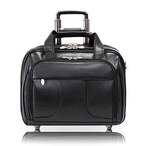 McKleinUSA R Series, Chicago, Top Grain Cowhide Leather, 17" Leather Patented Detachable -Wheeled Laptop Overnight with Removable Briefcase, Black (83585), One Size