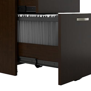 Bush Business Furniture Office in an Hour 4 Person L Shaped Cubicle Workstations in Mocha Cherry