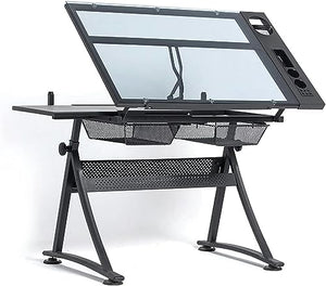 CNAOHGHN Drafting Desk with Liftable Glass Top