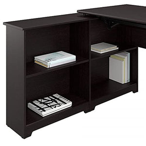 Bush Furniture Cabot 52W 3 Position Sit to Stand Corner Bookshelf Desk in Espresso Oak