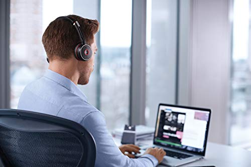 Global Teck Worldwide Jabra Evolve 75 Bluetooth Headset UC Bundle with ANC, Wall Charger, USB Dongle - Compatible with Zoom, Webex, Softphones