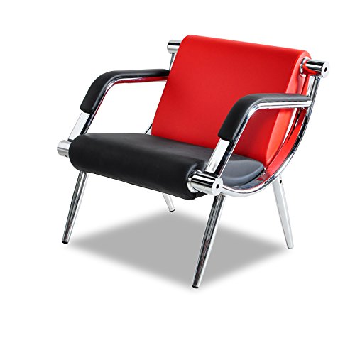 BORELAX 2Pcs Office Reception Chair Waiting Room Visitor Guest Sofa Seat Orange Red and Black PU Leather