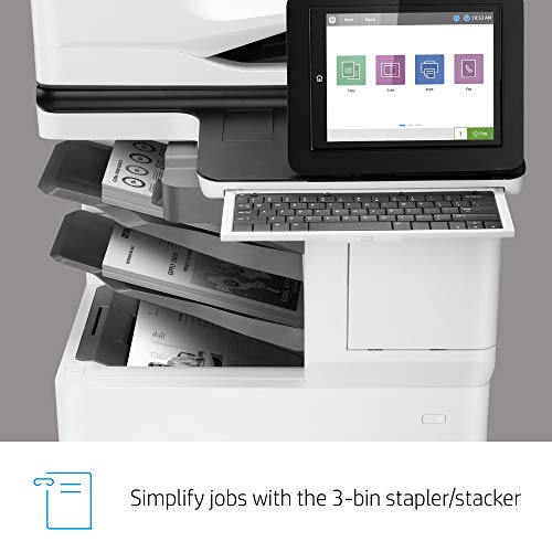 HP LaserJet Enterprise Flow MFP M636z Monochrome Multifunction Printer with High-Capacity Input Feeder, Wheeled Stand and 3-bin Stapler/Stacker (7PT01A)