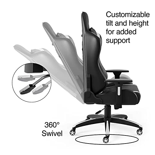 Vartan Staples 58542 Emerge Bonded Leather Gaming Chair, White/Black