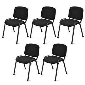 Casart Stackable Conference Chair Set - 5 PCS, Steel Frame, Ergonomic Design, Sponge Seat & Back - Office Furniture