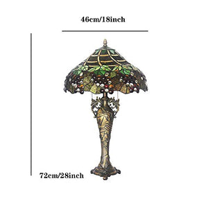 MaGiLL Tiffany Style Desk Lamp 28" High Green Stained Glass Shade E26/E27 * 3 for Bedroom, Living Room, Study