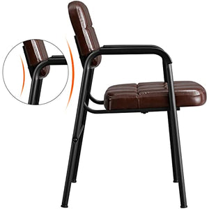 Yaheetech 6PCS Office Guest Reception Chairs Leather Waiting Room Executive Chair Brown