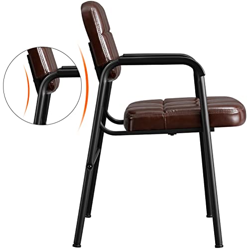 Yaheetech 6PCS Office Guest Reception Chairs Leather Waiting Room Executive Chair Brown