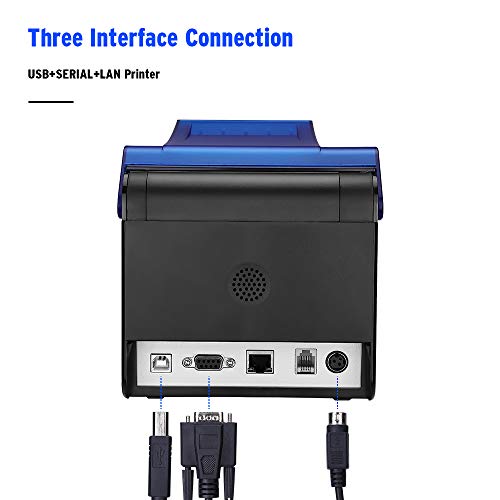 MUNBYN POS Printer, 3.1" POS Receipt Printer 80mm Thermal Receipt Printer, Sound Alarm, Kitchen Printer with Auto Cutter, USB Serial Ethernet Support ESC/POS, Windows Desktop POS Bill Tickets Printer