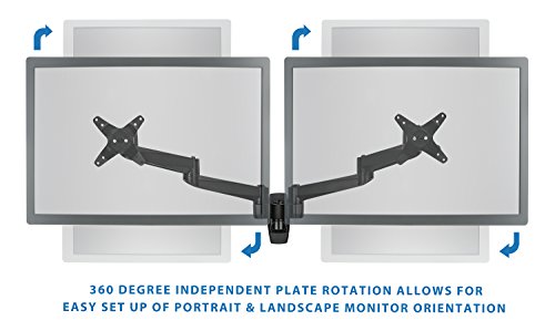 Mount-It! Dual Full Motion Monitor Wall Mount, Compatible with VESA 75 and 100, Fits Computer Screens 19, 20, 21, 24, 27, 30 Inches, Black (MI-43114B)