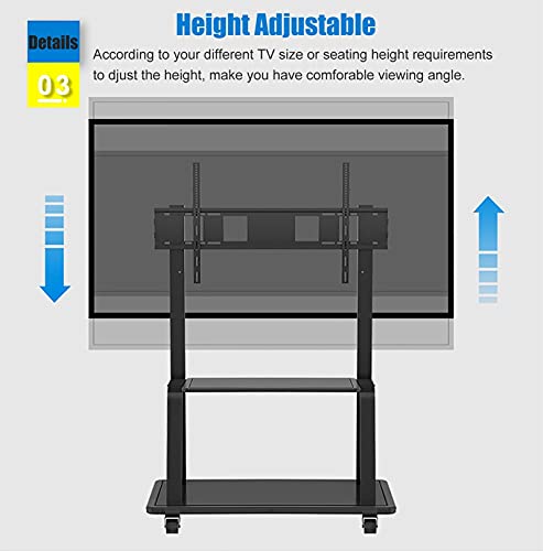 Generic Mobile TV Stand with Adjustable Height, AV Shelf, and Heavy Duty Mount Stand - Black