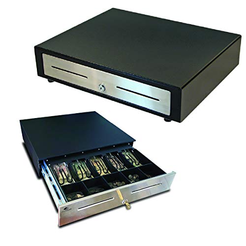 APG Standard- Duty 16” Electronic Point of Sale Cash Drawer | Vasario Series VBS320-BL1616 | Printer Compatible | Plastic Till with 5 Bill/ 5 Coin Compartments | Black