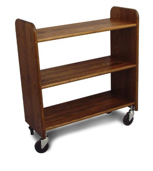 Catskill Craftsmen Library Book Truck with Flat Shelves, Walnut Stained Oak Grain