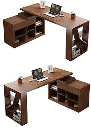 SYLTER Multifunctional Office Conference Table with Bookshelf and Rotatable Locker