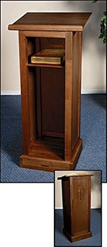 Maple Hardwood Standing Full Lectern with Shelf in Walnut Stain Finish, 44 Inch