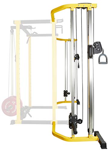 HulkFit Cable Crossover Attachment Multi-Function Adjustable Power Cage, 1000-Pound Capacity, Yellow