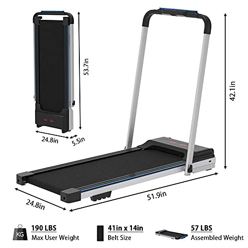 CIIHI C Portable Treadmill for Small Spaces Foldable Under Desk Compact for Home Office Apartment Electric Walking Machine with Safety Key Remote Control and 2 Wheels